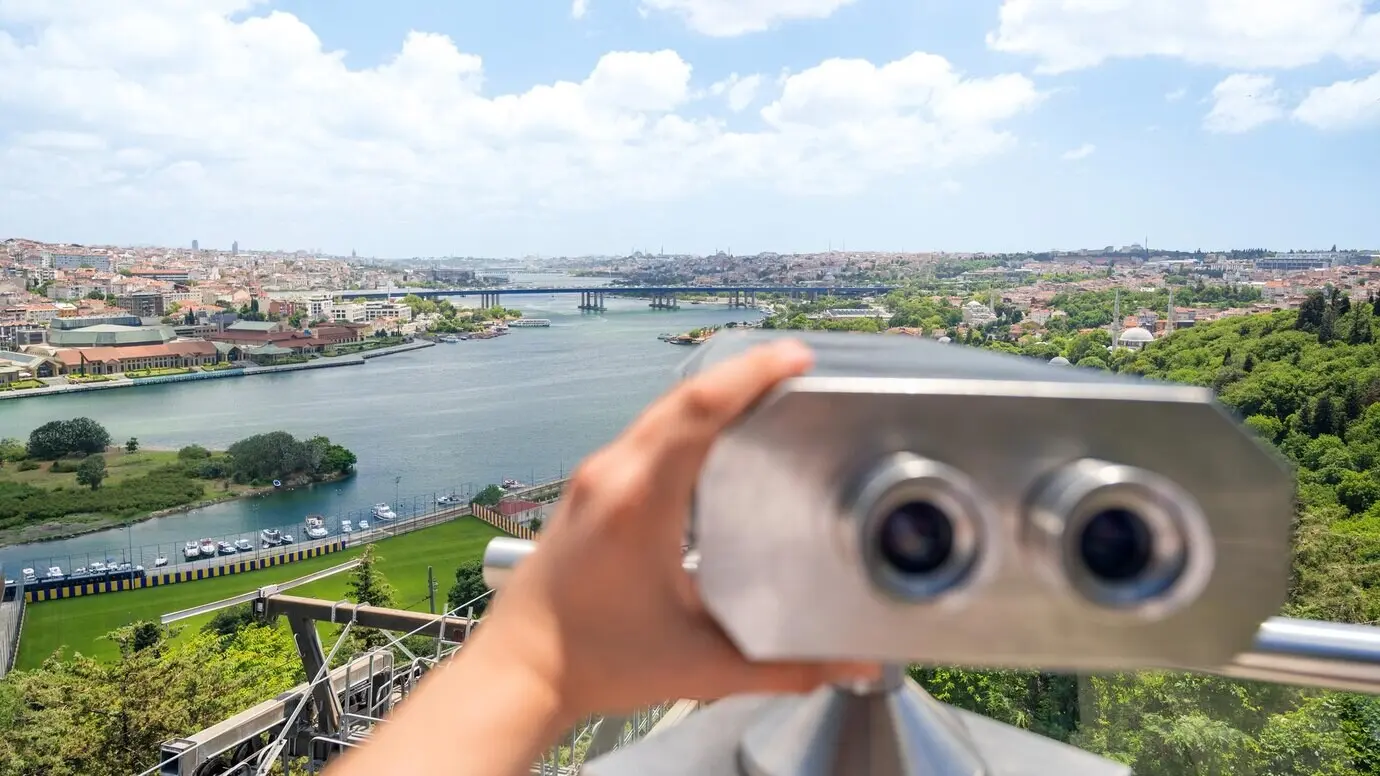 Binoculars at a viewpoint in Istanbul, Turkey